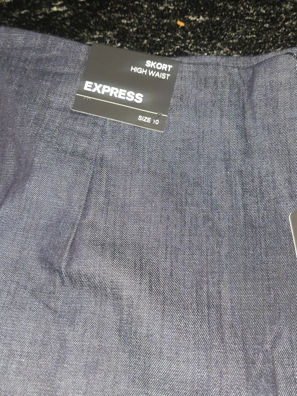 Express Navy Denim High waist Button-Front Skort
